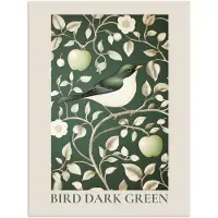 PosterMonkey Poster 30x40 cm - Groen - Vogel - Bloemen - Posters - Wanddecoratie keuken - Muurdecoratie woonkamer - Decoratieve accessoires - Kamer muur decoratie