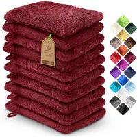 NatureMark Badstof washandjes, 10 stuks, 15x21cm, 100% katoen, bordeauxrood