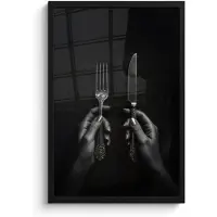 PosterMonkey Poster in lijst - Fotolijst 40x60 cm - Posters - Bestek - Zwart - Wit - Posterlijst zwart - Decoratie - Wanddecoratie woonkamer - Muurdecoratie slaapkamer