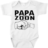 Logostar Vaderdag Cadeau - Romper Papa Zoon - Maat 56 - Kleur Wit - 100% Katoen