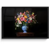PosterMonkey Poster in lijst - Fotolijst 60x40 cm - Posters - Kleur - Vaas - Bloemen - Boeket - Posterlijst zwart - Decoratie - Wanddecoratie woonkamer - Muurdecoratie slaapkamer