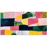 PosterMonkey Poster 150x75 cm - Abstract - Roze - Lappen - Vormen - Geel - Posters - Kamer decoratie - Wanddecoratie woonkamer - Muurdecoratie slaapkamer