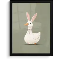 PosterMonkey Poster in lijst - Fotolijst 30x40 cm - Posters - Eend - Konijnoren - Grijs - Posterlijst zwart - Decoratie - Wanddecoratie woonkamer - Muurdecoratie slaapkamer
