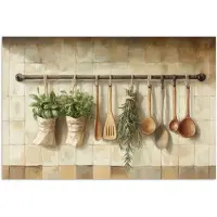 PosterMonkey Poster 30x20 cm - Hout - Keukengerei - Stilleven - Tegels - Posters - Kamer decoratie - Wanddecoratie woonkamer - Muurdecoratie slaapkamer