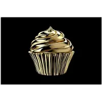 PosterMonkey Poster 90x60 cm - Cupcake - Eten - Goud - Zwart - Posters - Wanddecoratie keuken - Muurdecoratie woonkamer - Decoratieve accessoires - Kamer muur decoratie