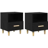 vidaXL Nachtkastje 2 st Zwart Eiken 40 x 35 x 47 cm Bewerkt hout