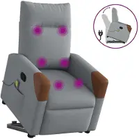 vidaXL Sta-op-massagestoel verstelbaar stof lichtgrijs