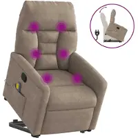 vidaXL Sta-op-massagestoel verstelbaar microvezelstof taupe