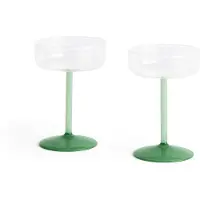 HAY - Tint Champagneglas H12.5 cm - Set van 2 (Transparant & Groen)
