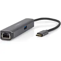 Nedis USB-C naar HDMI 4K 60Hz, USB-A, USB-C PD 100W en RJ45 adapter / grijs - 0,20 meter