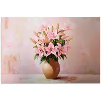 PosterMonkey Poster 90x60 cm - Vaas - Bloemen - Roze - Posters - Kamer decoratie - Wanddecoratie woonkamer - Muurdecoratie slaapkamer