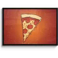 PosterMonkey Poster in lijst - Fotolijst 90x60 cm - Posters - Pizza - Kaas - Rood - Pepperoni - Posterlijst zwart - Decoratie - Wanddecoratie woonkamer - Muurdecoratie slaapkamer