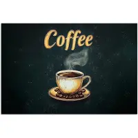 PosterMonkey Poster 120x80 cm - Koffie - Schotel - Koffiebonen - Retro - Posters - Kamer decoratie - Wanddecoratie woonkamer - Muurdecoratie slaapkamer
