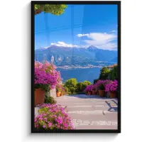 PosterMonkey Poster in lijst - Fotolijst 60x90 cm - Posters - Lake Como - Italië - Landschap - Posterlijst zwart - Decoratie - Wanddecoratie woonkamer - Muurdecoratie slaapkamer