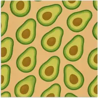 PosterMonkey Poster 100x100 cm - Avocado - Patroon - Groen - Pit - Posters - Kamer decoratie - Wanddecoratie woonkamer - Muurdecoratie slaapkamer XXL