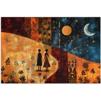 PosterMonkey Poster 120x80 cm - Silhouetten - Abstract - Zon - Maan - Posters - Kamer decoratie - Wanddecoratie woonkamer - Muurdecoratie slaapkamer