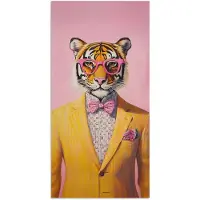 PosterMonkey Poster 75x150 cm - Tijger - Bril - Geel - Jasje - Posters - Kamer decoratie - Wanddecoratie woonkamer - Muurdecoratie slaapkamer