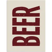 PosterMonkey Poster 30x40 cm - Japandi - Beer - Red - Retro - Posters - Wanddecoratie keuken - Muurdecoratie woonkamer - Decoratieve accessoires - Kamer muur decoratie