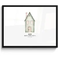 PosterMonkey Poster in lijst - Fotolijst 80x60 cm - Posters - Huisje - Groen - Tekst - Liefdevol - Posterlijst zwart - Decoratie - Wanddecoratie woonkamer - Muurdecoratie slaapkamer
