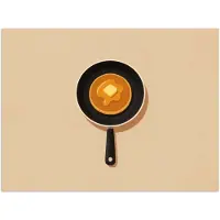 PosterMonkey Poster 40x30 cm - Pannenkoek - Koekenpan - Boter - Minimalistisch - Posters - Kamer decoratie - Wanddecoratie woonkamer - Muurdecoratie slaapkamer