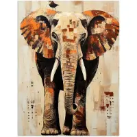 PosterMonkey Poster 90x120 cm - Olifant - Slurf - Mozaïek - Abstract - Posters - Kamer decoratie - Wanddecoratie woonkamer - Muurdecoratie slaapkamer