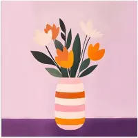 PosterMonkey Poster 30x30 cm - Tulpen - Vaas - Strepen - Paars - Posters - Kamer decoratie - Wanddecoratie woonkamer - Muurdecoratie slaapkamer