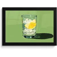 PosterMonkey Poster in lijst - Fotolijst 30x20 cm - Posters - Glas - Citroen - Ijsblokjes - Groen - Posterlijst zwart - Decoratie - Wanddecoratie woonkamer - Muurdecoratie slaapkamer