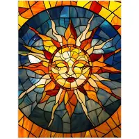 PosterMonkey Poster 30x40 cm - Mozaïek - Zon - Geel - Cirkel - Posters - Kamer decoratie - Wanddecoratie woonkamer - Muurdecoratie slaapkamer