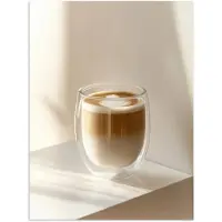PosterMonkey Poster 30x40 cm - Mok - Latte - Minimalistisch - Schaduw - Posters - Kamer decoratie - Wanddecoratie woonkamer - Muurdecoratie slaapkamer