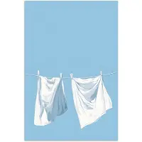 PosterMonkey Poster 120x180 cm - Lakens - Waslijn - Blauw - Minimalistisch - Posters - Kamer decoratie - Wanddecoratie woonkamer - Muurdecoratie slaapkamer XXL