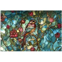PosterMonkey Poster 30x20 cm - Vogel - Tak - Rozen - Mozaïek - Posters - Kamer decoratie - Wanddecoratie woonkamer - Muurdecoratie slaapkamer