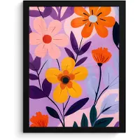 PosterMonkey Poster in lijst - Fotolijst 30x40 cm - Posters - Bloemen - Kleurrijk - Bladeren - Posterlijst zwart - Decoratie - Wanddecoratie woonkamer - Muurdecoratie slaapkamer