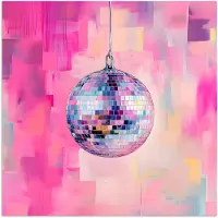 PosterMonkey Poster 50x50 cm - Discobal - Pink - Verf - Posters - Kamer decoratie - Wanddecoratie woonkamer - Muurdecoratie slaapkamer