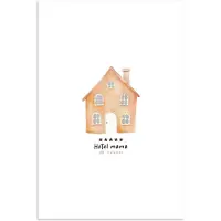 PosterMonkey Poster 80x120 cm - Oranje - Huisje - Quote - Hotel - Posters - Kamer decoratie - Wanddecoratie woonkamer - Muurdecoratie slaapkamer