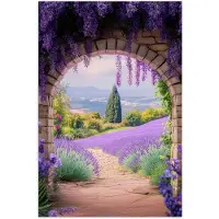PosterMonkey Poster 20x30 cm - Doorkijk - Lavendel - Bloemen - Paars - Poort - Posters - Kamer decoratie - Wanddecoratie woonkamer - Muurdecoratie slaapkamer