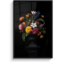 PosterMonkey Poster in lijst - Fotolijst 80x120 cm - Posters - Lente - Bloemen - Klassiek - Vaas - Posterlijst zwart - Decoratie - Wanddecoratie woonkamer - Muurdecoratie slaapkamer