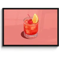 PosterMonkey Poster in lijst - Fotolijst 90x60 cm - Posters - Glas - Ijsblokjes - Citroen - Kers - Posterlijst zwart - Decoratie - Wanddecoratie woonkamer - Muurdecoratie slaapkamer