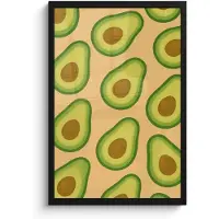 PosterMonkey Poster in lijst - Fotolijst 40x60 cm - Posters - Avocado - Patroon - Groen - Pit - Posterlijst zwart - Decoratie - Wanddecoratie woonkamer - Muurdecoratie slaapkamer