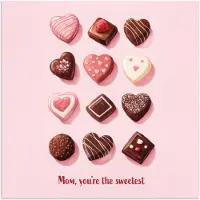 PosterMonkey Poster 75x75 cm - Chocolaatjes - Hartvormig - Liefste - Posters - Kamer decoratie - Wanddecoratie woonkamer - Muurdecoratie slaapkamer