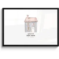 PosterMonkey Poster in lijst - Fotolijst 90x60 cm - Posters - Lichtblauw - Huisje - Mama - Tekst - Posterlijst zwart - Decoratie - Wanddecoratie woonkamer - Muurdecoratie slaapkamer