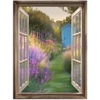 PosterMonkey Poster 120x160 cm - Doorkijk - Bloemen - Raam - Natuur - Posters - Kamer decoratie - Wanddecoratie woonkamer - Muurdecoratie slaapkamer XXL