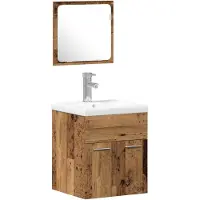 vidaXL Badkamermeubel Set 3 st Oudhout 41 x 38,5 x 46 cm Bewerkt hout