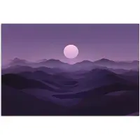 PosterMonkey Poster 30x20 cm - Heuvels - Paars - Mist - Zon - Posters - Kamer decoratie - Wanddecoratie woonkamer - Muurdecoratie slaapkamer