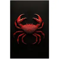 PosterMonkey Poster 80x120 cm - Krab - Rood - Vissen - Schaaldieren - Posters - Kamer decoratie - Wanddecoratie woonkamer - Muurdecoratie slaapkamer