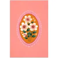 PosterMonkey Poster 120x180 cm - Illustratie - Bloemen - Rand - Roze - Posters - Kamer decoratie - Wanddecoratie woonkamer - Muurdecoratie slaapkamer XXL