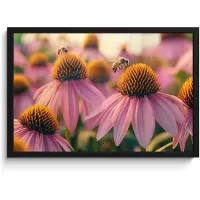 PosterMonkey Poster in lijst - Fotolijst 60x40 cm - Posters - Bloemen - Paars - Bijen - Posterlijst zwart - Decoratie - Wanddecoratie woonkamer - Muurdecoratie slaapkamer
