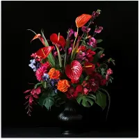 PosterMonkey Poster 30x30 cm - Bloemen - Boeket - Sierlijk - Posters - Kamer decoratie - Wanddecoratie woonkamer - Muurdecoratie slaapkamer