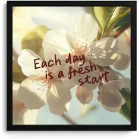 PosterMonkey Poster in lijst - Fotolijst 40x40 cm - Posters - Bloesems - Zonlicht - Quote - Wit - Posterlijst zwart - Decoratie - Wanddecoratie woonkamer - Muurdecoratie slaapkamer