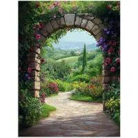 PosterMonkey Poster 120x160 cm - Doorkijk - Landschap - Bloemen - Pad - Uitzicht - Posters - Kamer decoratie - Wanddecoratie woonkamer - Muurdecoratie slaapkamer XXL