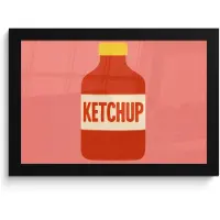 PosterMonkey Poster in lijst - Fotolijst 30x20 cm - Posters - Ketchup - Fles - Rood - Minimalistisch - Posterlijst zwart - Decoratie - Wanddecoratie woonkamer - Muurdecoratie slaapkamer